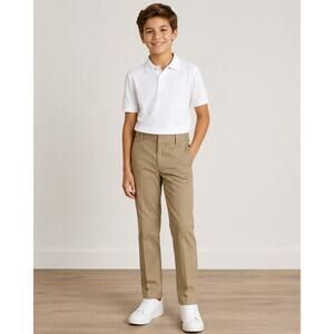 Tommy Hilfiger Boys Khaki Chino Pants Size 12 Slim Straight Stretch Uniform